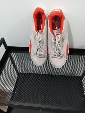 Tan And Orange Leather And Suede Puma Sneakers
